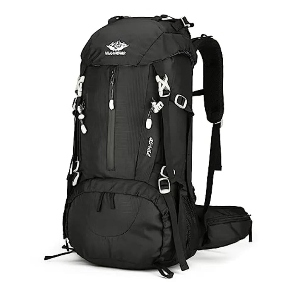 Zaino da trekking da 50 litri per uomo, zaino da campeggio con copertura antipioggia, zaino da viaggio leggero da 45l+5l