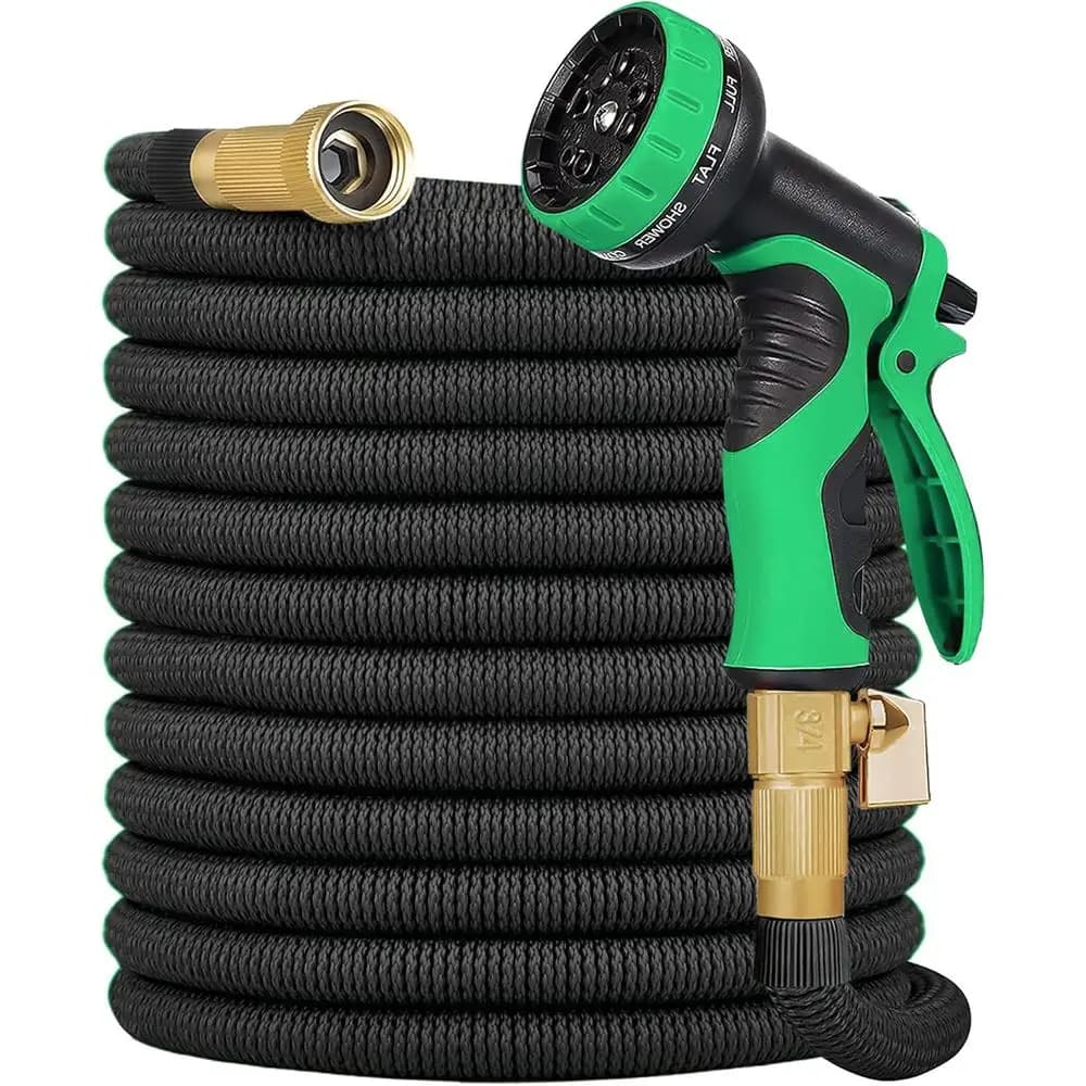 Tubo da Giardino Espandibile con Ugello Spray a 10 Funzioni, Raccordi in Ottone da 3/4, Anima in Lattice Retrattile