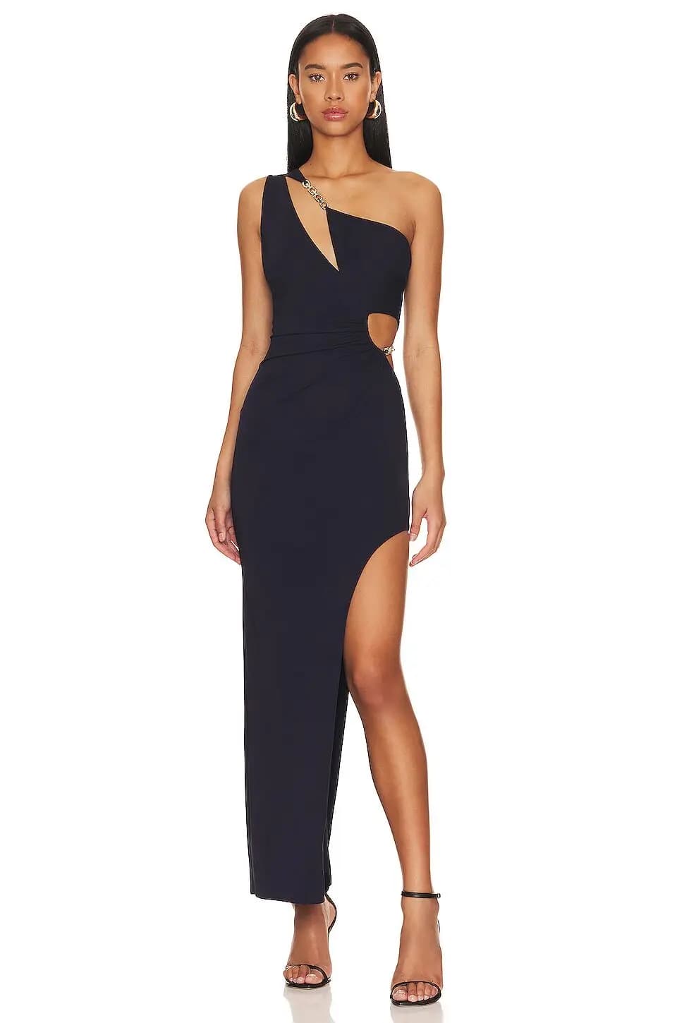 Hashupha abito lungo con fasciatura nero da donna One shouder scava fuori Split Sexy elegante aderente Celebrity abiti da sera da sera