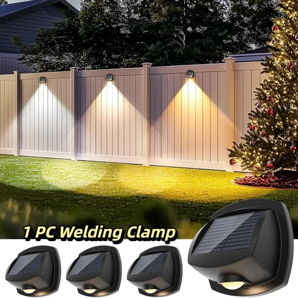Lampada Solare da Parete a LED Bicolore con Sensore di Movimento Automatico, Luce Convessa a Specchio, Impermeabile IP65, Illuminazione per Recinzioni