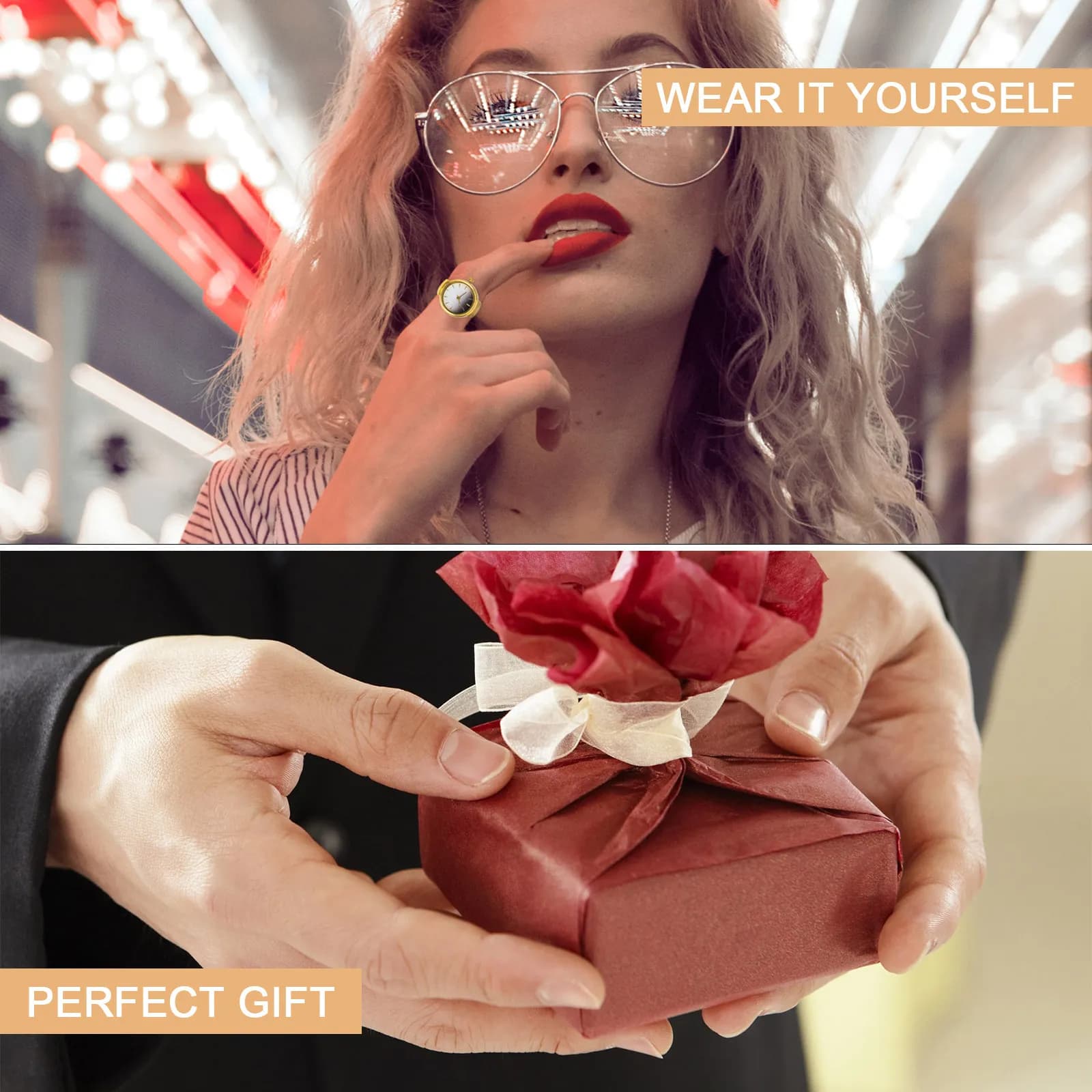 Orologio ad Anello in Lega di Zinco, Accessorio Elegante e Resistente per Uomo e Donna, Regalo di Compleanno e Capodanno