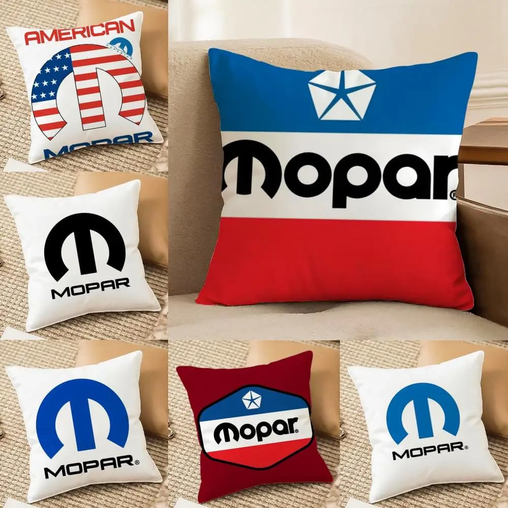 M-Mopar classic pillow sheet in short plush, front-back print, square pillowcase for decorative sofa and home cushions