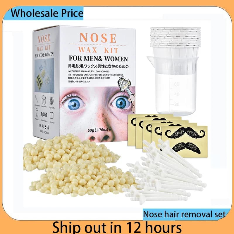 Kit di cera per naso portatile per uomo e donna depilazione indolore senza carta per la pulizia dei fagioli ceretta Kit di depilazione tagliacapelli per naso