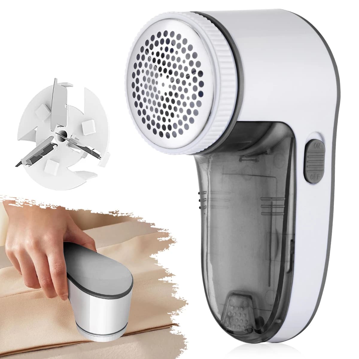 Portable Battery Operated Lint Remover Dry Battery Fabric Shaver Requires 2 AA(No Battery) Cordless Clothes Defuzzer for Travel