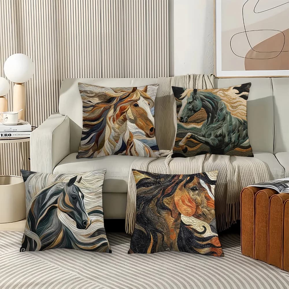 Cuscini da ufficio con federa per cuscino elegante con arte del cavallo adatti per la fodera per cuscino decorativa per divano, auto, camera da letto