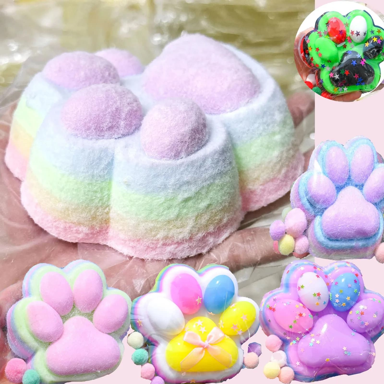 Mini Giocattoli Antistress a Forma di Zampa di Gatto per Bambini, Morbidi e Carini, Giocattoli Decompressione a Lenta Risposta per Bambini e Adulti, Regalo di Natale