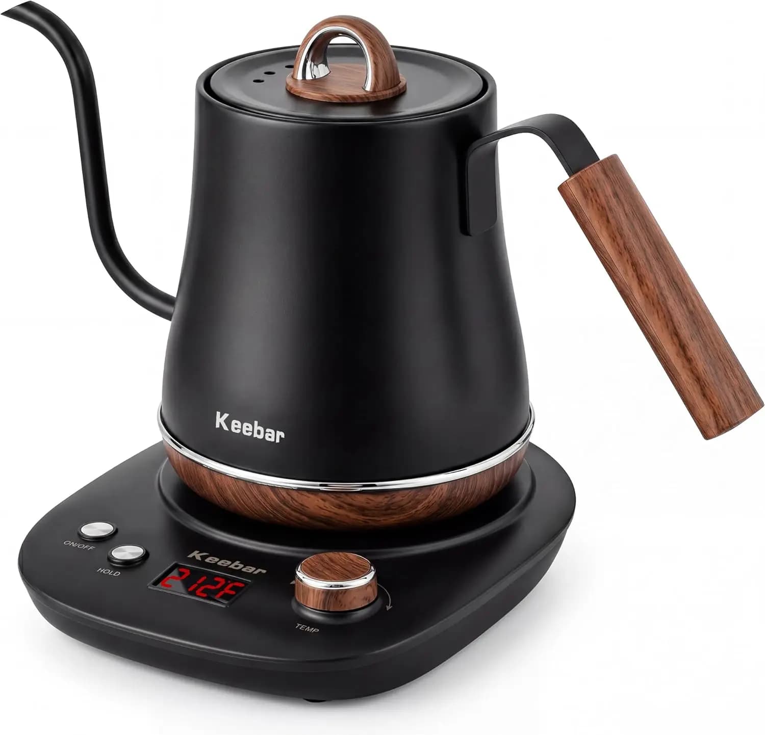Gooseneck Electric Kettle, 1.0L, 1000W Fast Boil, 304 Stainless Steel, Auto Shut-Off, Matte Black