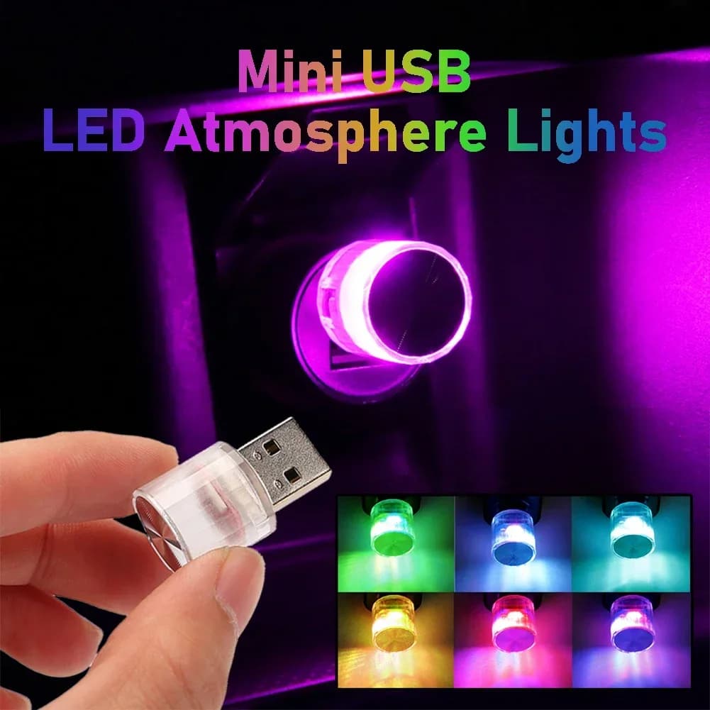 Mini USB LED Luci d'atmosfera per auto Lampada decorativa per modellazione ambientale di feste Automotive Portatile Plug Play Auto Interior Led