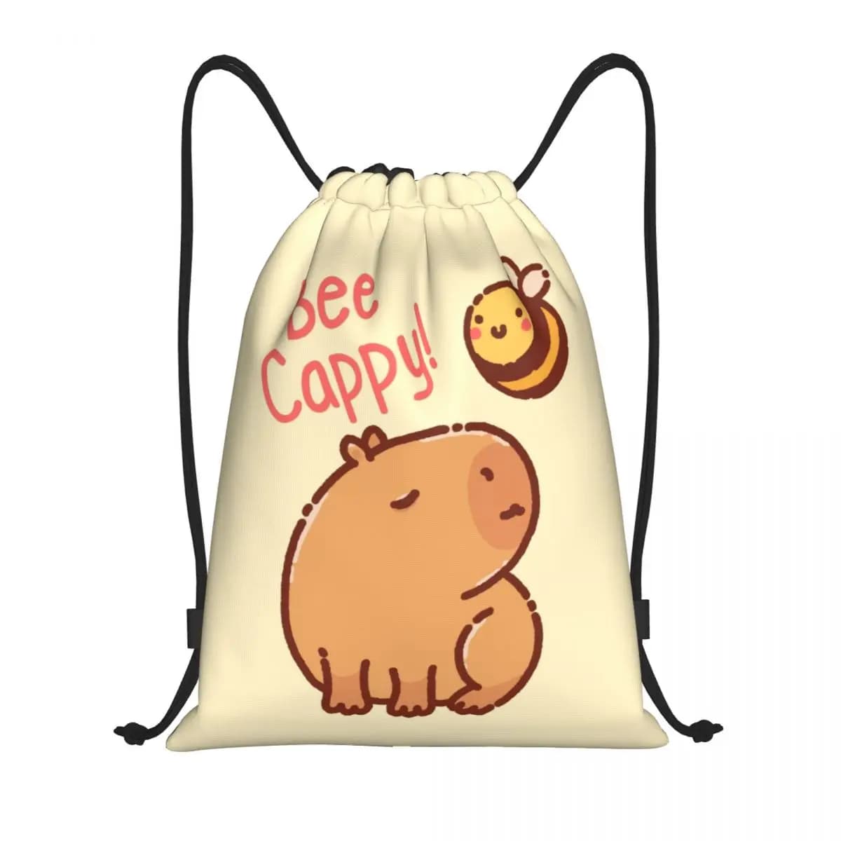 Zaino con coulisse Bee And Capybara Donna Uomo Sport Gym Sackpack Borsa da allenamento portatile Bee Cappy