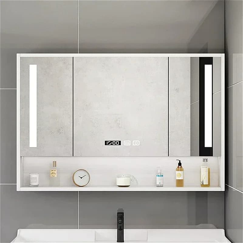 Armadietto a specchio in stile nordico Rimozione della nebbia Illuminazione Armadi da bagno multifunzione Mobili per la casa semplici Armadio-specchio FYBC