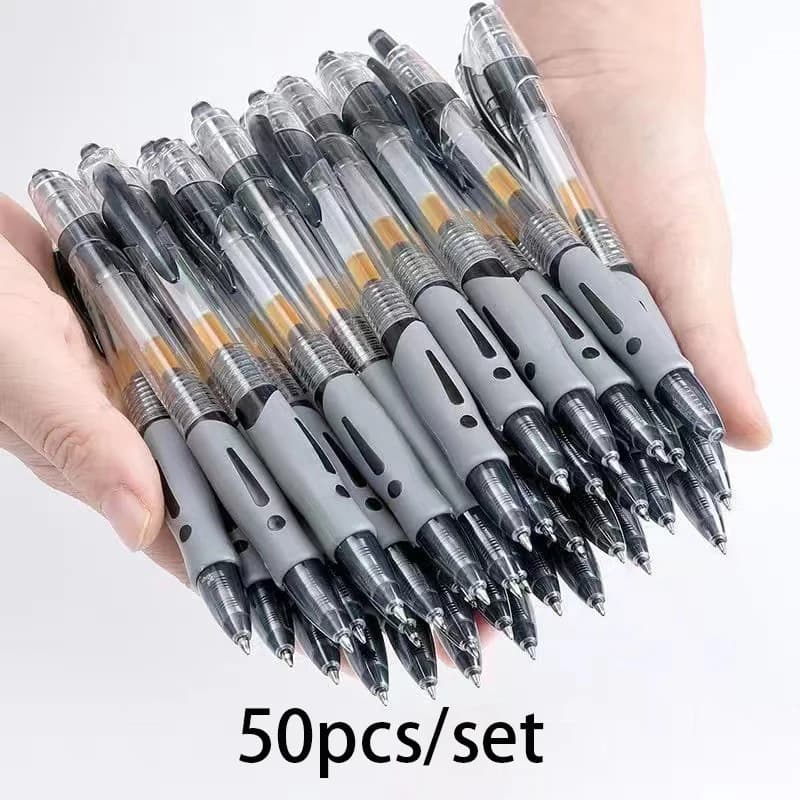 Set di 50 Penne Gel Retrattili con Inchiostro Nero per Scrittura, Ricariche, Accessori per Ufficio, Materiale Scolastico, Cancelleria