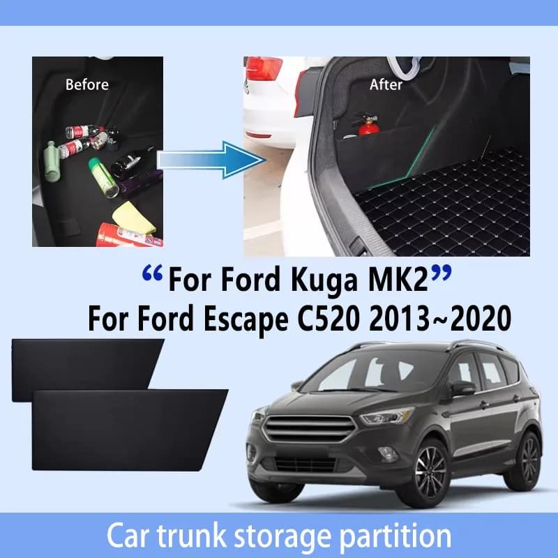 Accessori auto per Ford Kuga 2013 ~ 2020 Ispessimento Tronco Partizione di Stoccaggio Multifunzione di Stoccaggio Auto Parti Interni Organizzatore