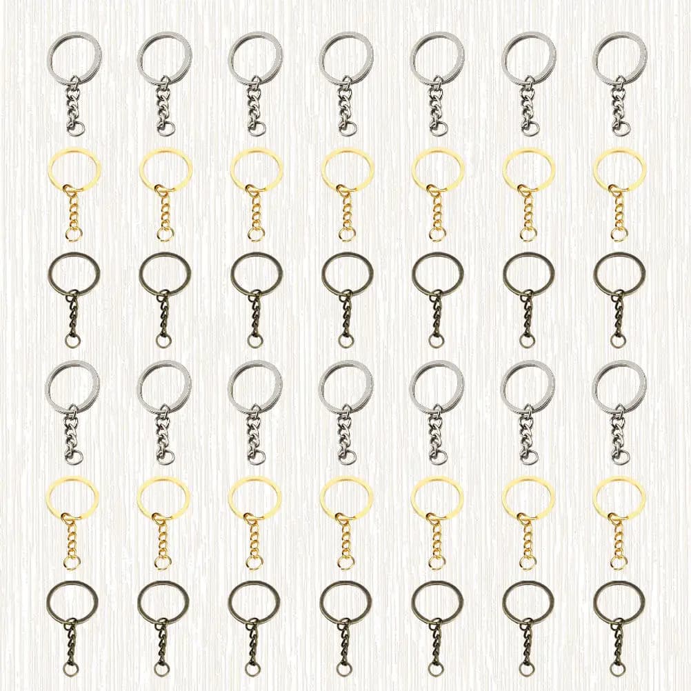 60Pcs Key Ring Accessories Premium Metal Split Rings Flat Design Safe Secure for DIY Craft Project Bulk Split Circular Key Chain