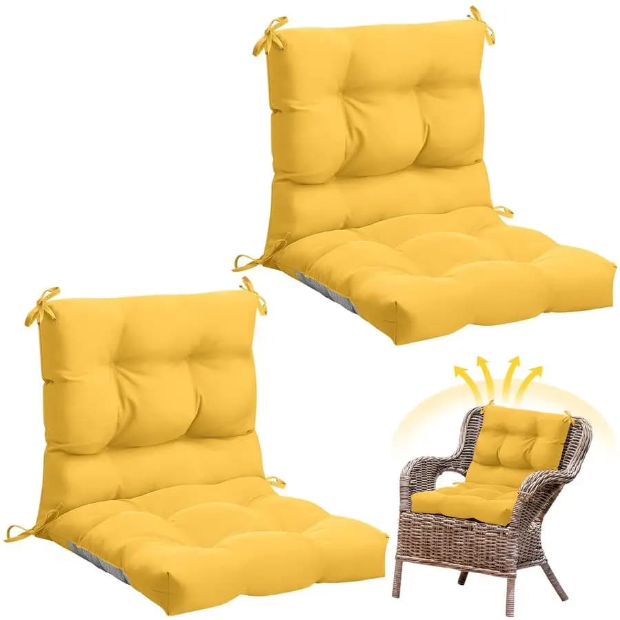 2 Pillows for Outdoor / Interior Chair with High Back, Quilted Bearing for Garden Furniture with Laces, Replacement for Outdoor Shower Chair for All Seasons
