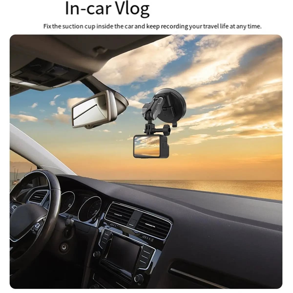 (ABDH) Support for Action Camera in Aluminium Alloy with Suction Cup for GoPro Insta360 DJI OSMO Action 3/4/5Pro Camera Accessories