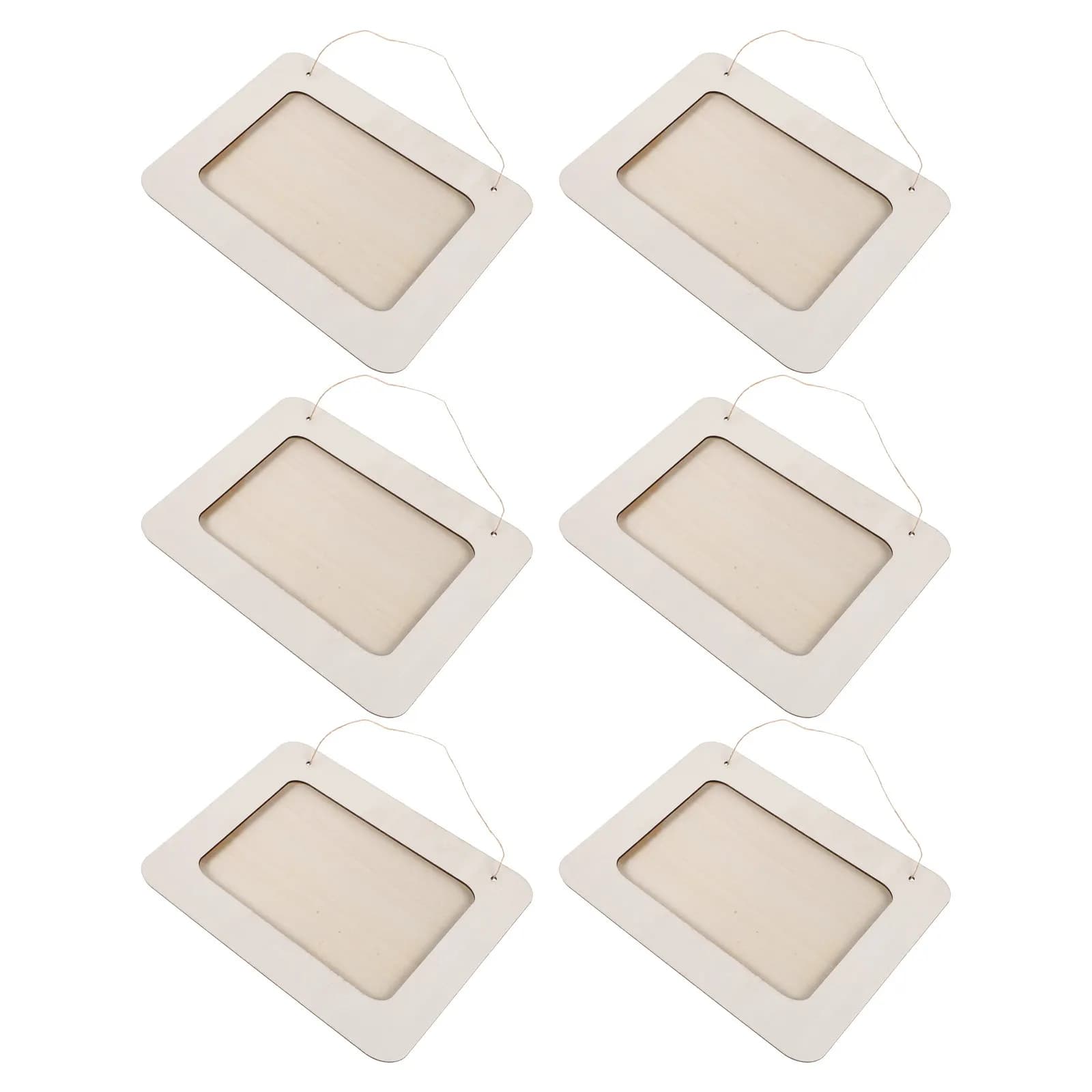 6Pcs Wooden Picture Frames for Crafts Unfinished Blank Natural Wood Paintable Frames Preschool DIY Art Projects Classroom