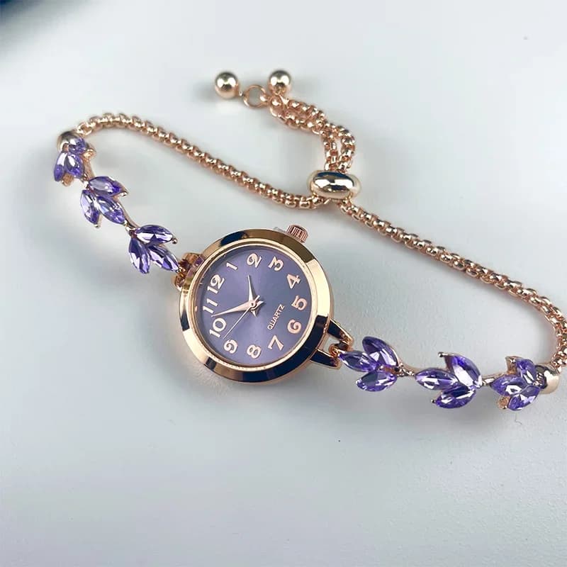 Women's Elegant Bracelet with Luxury Rhinestone Quartz Watch Reloj Mujer Gift Girl's Watch (No Box)