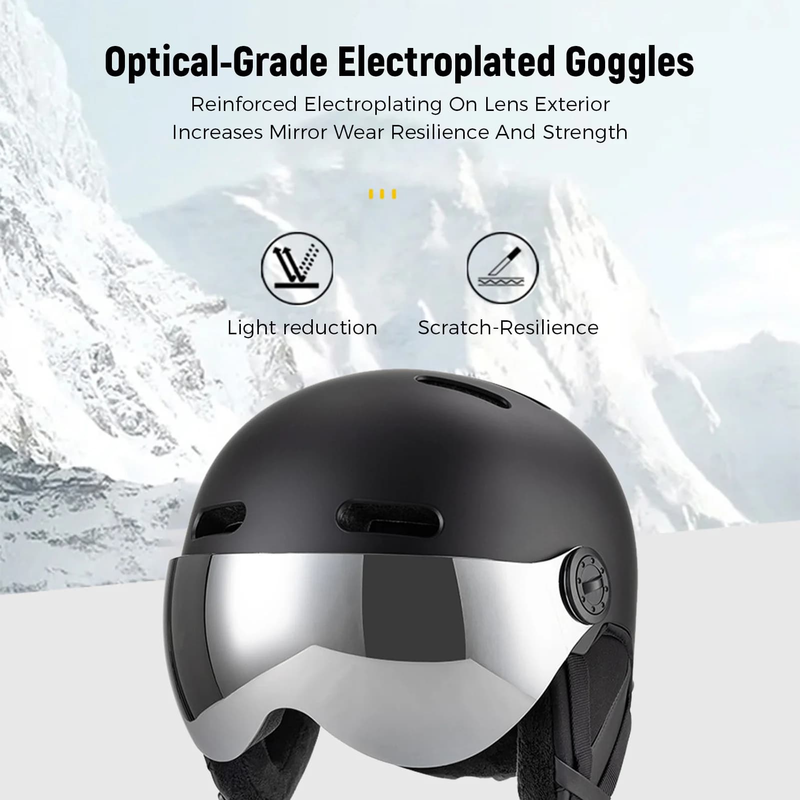 Casco da Sci con Occhiali, Fodera in EPS, Casco da Snowboard con Imbottitura Rimovibile, Paraorecchie, Casco per Sport Invernali con Visiera Staccabile, 12 Prese d'Aria