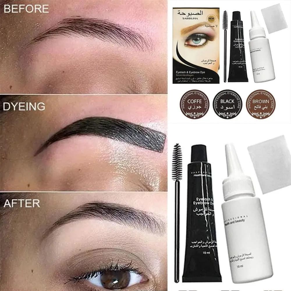 Long Lasting Eyelashes Mustache Paste with Brush Brown Cosmetic Makeup Kit Eyebrow Dye Eye Brow Mascara Tint