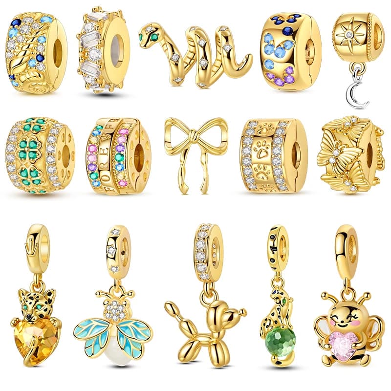Pendenti con perline in oro argento 925 con ciondoli caldi per donna, adatti per braccialetti originali, gioielli di moda fai da te
