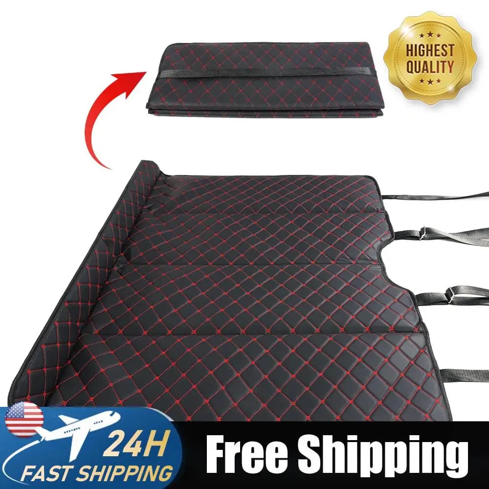 Materasso per Auto in Pelle PU, Materasso da Viaggio Portatile per Sedile Posteriore, Non Gonfiabile, per Viaggi in Auto