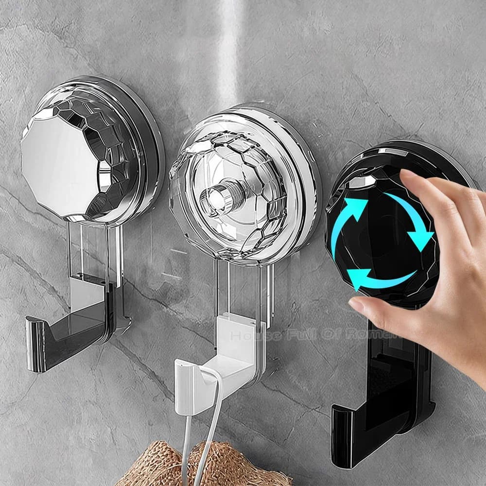 Nail-free Vacuum Hooks Powerful Suction Cup Reusable Storage Hook Heavy Duty Bathroom Kitchen Hanger Traceless Clothes Wall Hook