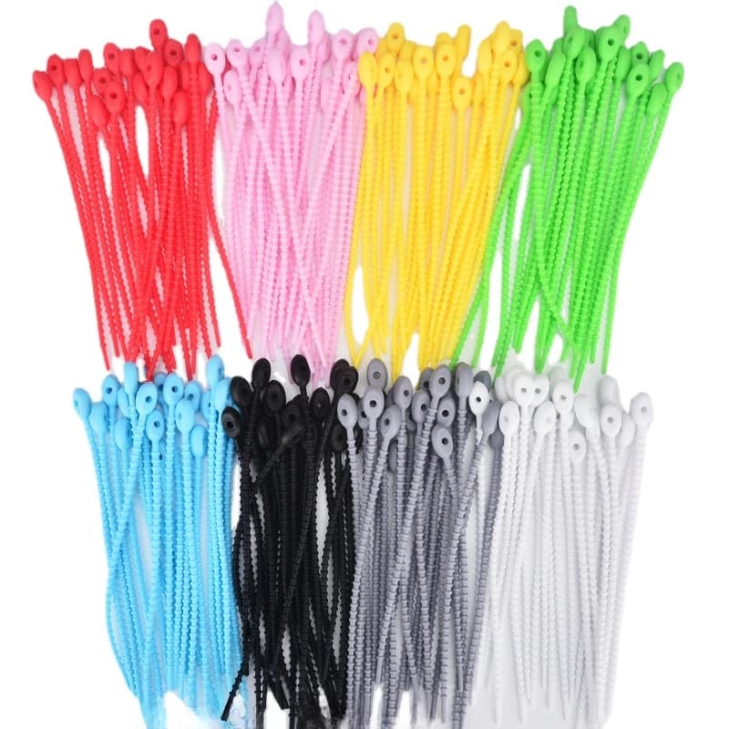 10 pz/set Avvolgicavo in Gomma Morbida per Auricolare Carica Dati Fascetta per Cavo Clip a Nastro Supporto per Cavo FAI DA TE Gestione Dell'organizzatore del Cavo