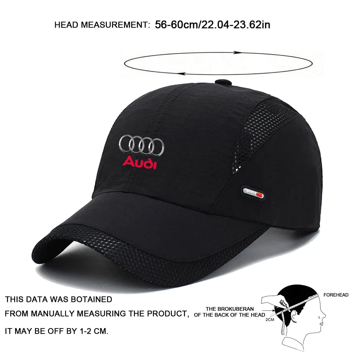 Berretto da baseball in rete traspirante 1PC regolabile cappello sportivo ad asciugatura rapida berretto da camionista per Audi Sline A1 A3 A4 A5 A6 A7 A8 Q3 Q5 Q7 TT RS