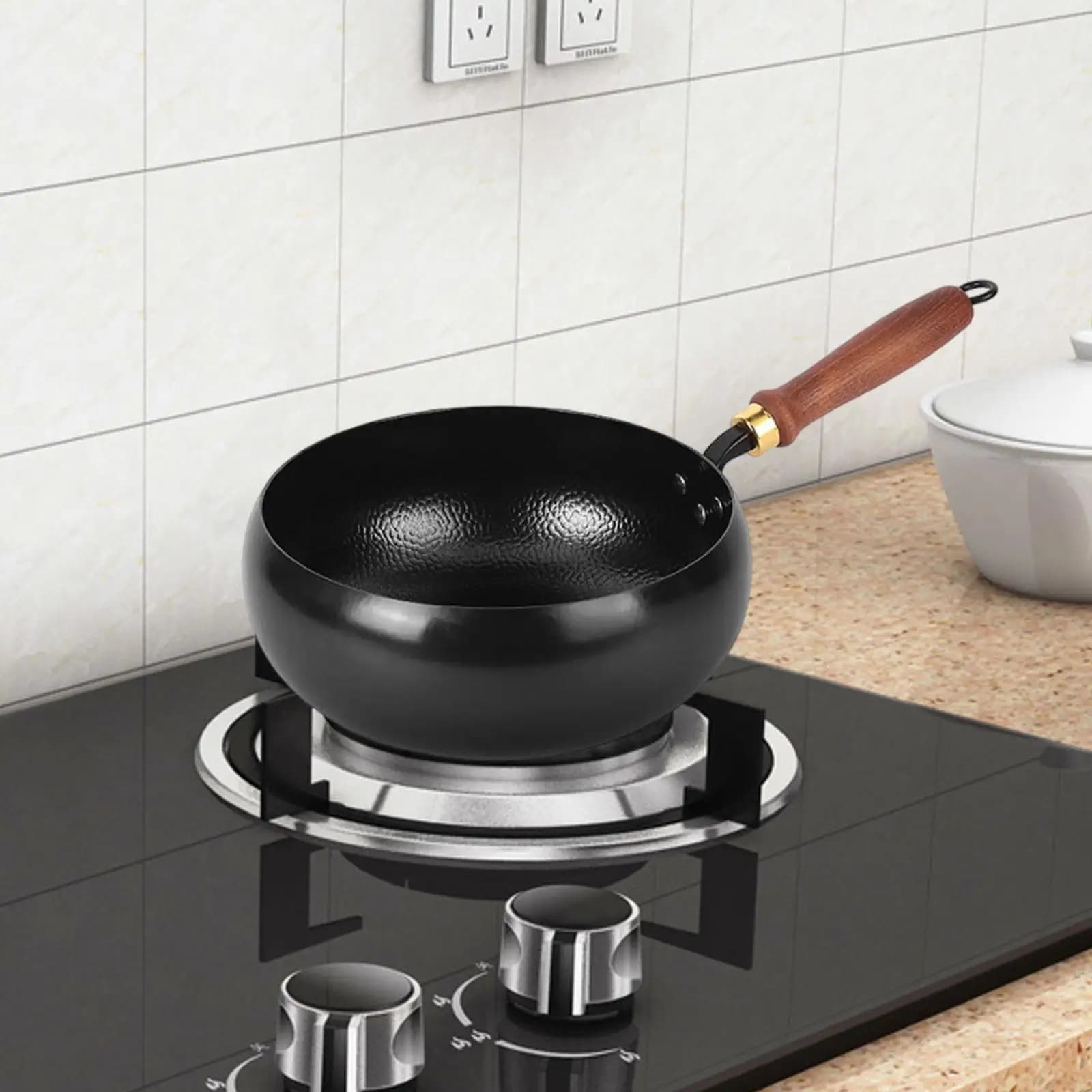 Wok 11 Polished Iron Plate with Handle for Versatile Use in Home Kitchen