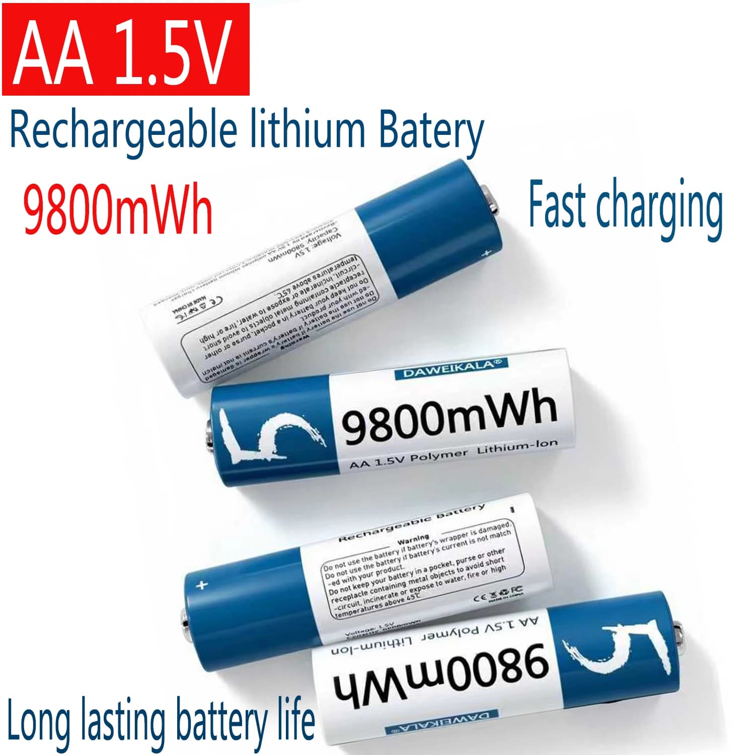 Batteria agli ioni di litio AA 9800mWh Batteria ricaricabile AA agli ioni di litio da 1,5 V per mouse con telecomando piccolo ventilatore Giocattolo elettrico