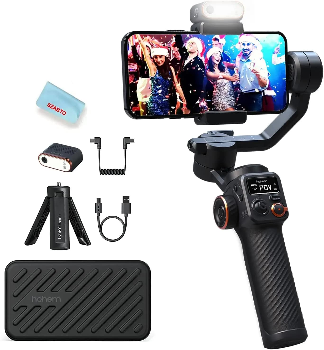 Stabilizzatore Gimbal per Smartphone con Luce Magnetica e Tracciamento AI, 3 Assi, Display OLED, Carico Utile 400g