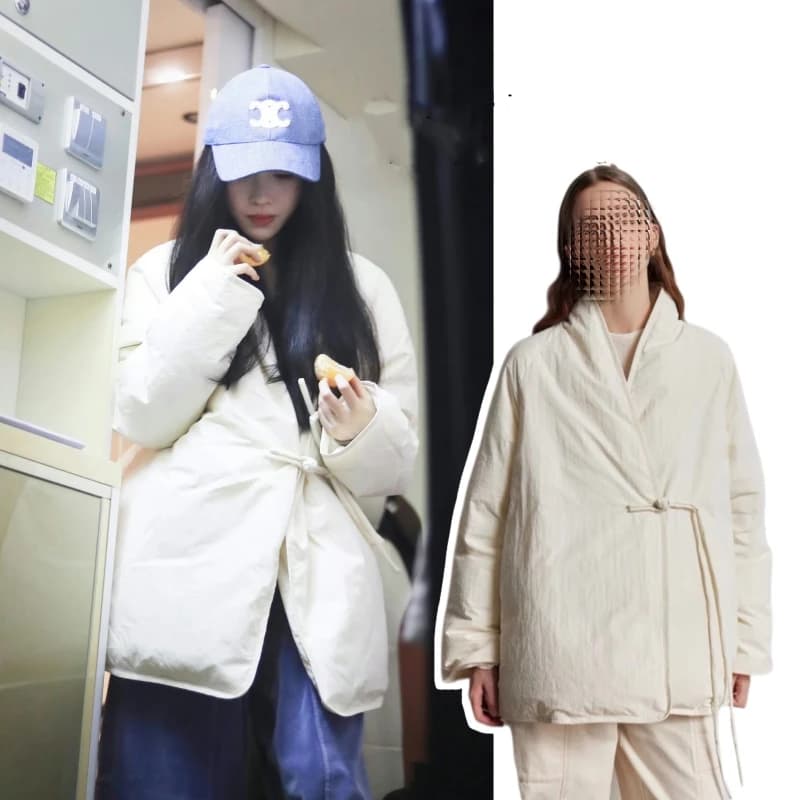 White New Chinese Style Button down Women's Padded Coat EXJR Artistic Bathrobe Style Thick Duck down Jacket for Winter