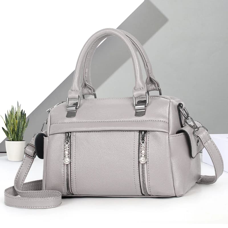 New Women's Trendy Bag 2026 in Vera Leather Bovina, Classic Boston Women's Cushion Bag, Fashion Soft Leather Shoulder Bag, Bolso Mujer