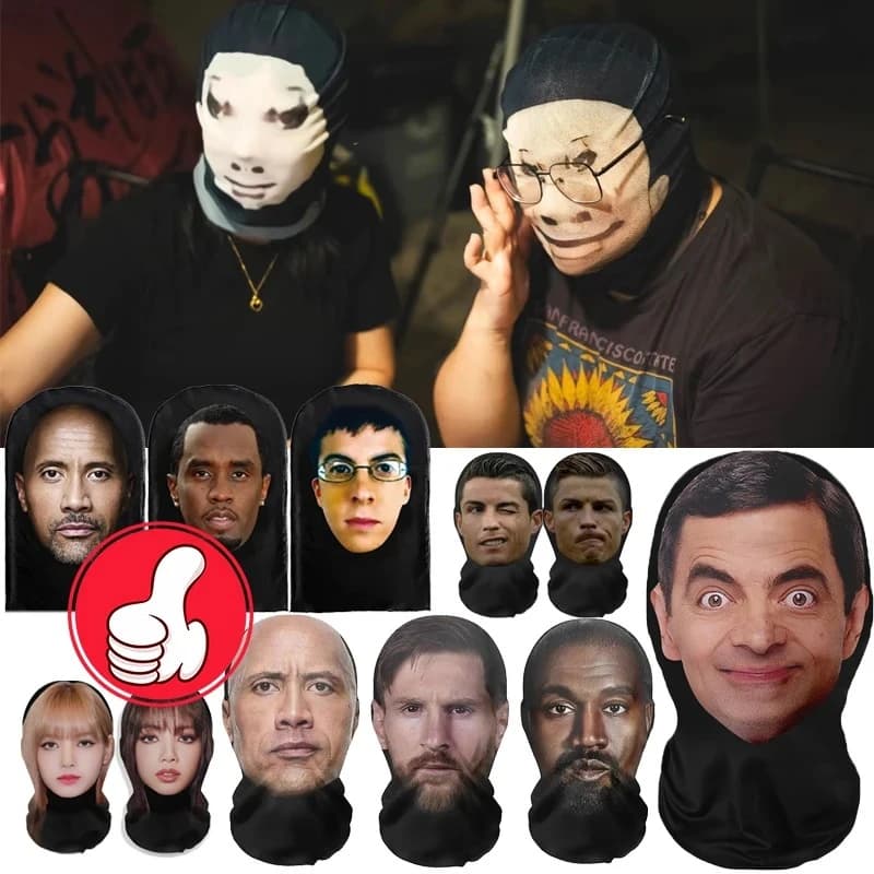 Maschera 3D Realistica - Copricapo Unisex per Cosplay Hip Hop, Balaclava per Costume da Festa di Halloween