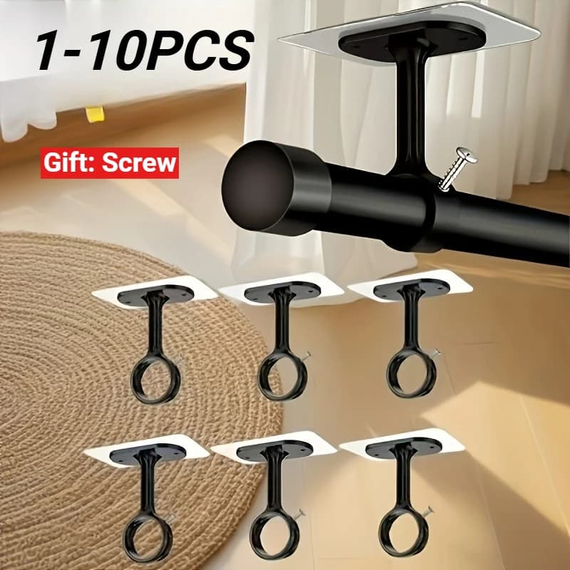 Non Perforated Ceiling Curtain Rod Bracket, Heavy-Duty Self-Adhesive Adjustable Curtain Hook Suitable for Wardrobes and Bedrooms