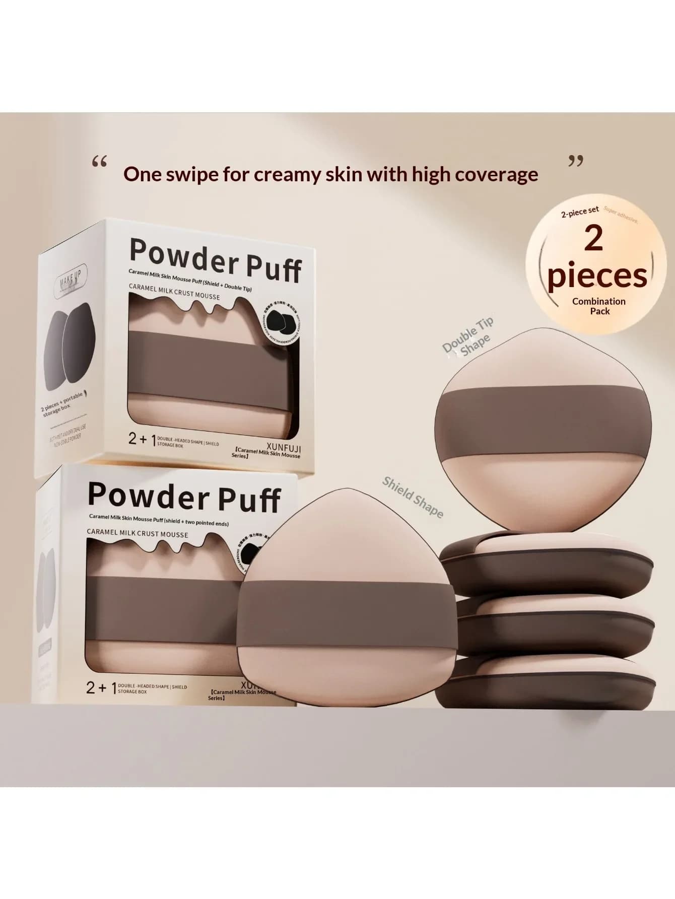 Cuscino d'aria in polvere per il viso effetto latte caramellato, non assorbe il fondotinta, beauty blender per applicazione a umido e a secco