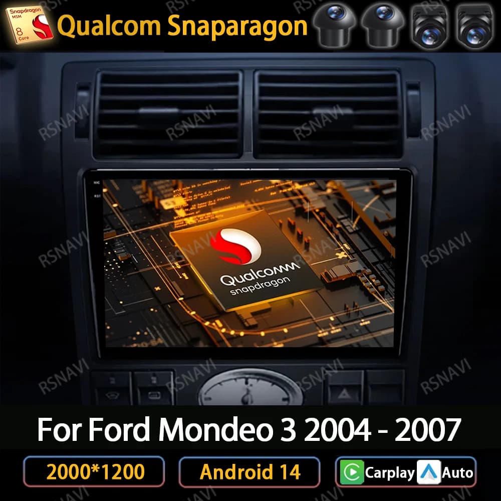 Android 14 Autoradio Per Ford Mondeo MK 3 2000 2001 2002 2003 2004 2005 - 2007 Carplay Auto Multimedia Video Player GPS NAVI 4G