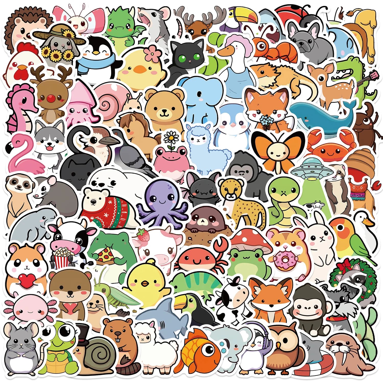 10-100 Pezzi Adesivi Graffiti Animali Carini Assortiti, Impermeabili, per Laptop, Telefono, Chitarra, Quaderno, Valigia, Tazza, Giocattoli per Bambini