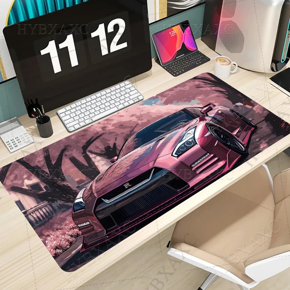 GTR Sports Car Mouse Pad XL accessori da gioco Office Gamer tastiera tappetino da scrivania Laptop antiscivolo grande rosa Cherry Blossom Mousepad
