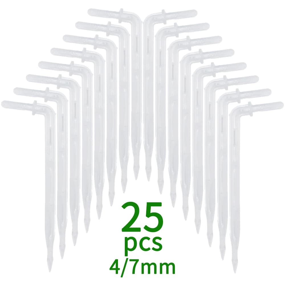 25x freccia curva trasparente 1/4 ''4/7mm tubo gocciolatore irrigatore a risparmio idrico giardino Micro irrigazione serra