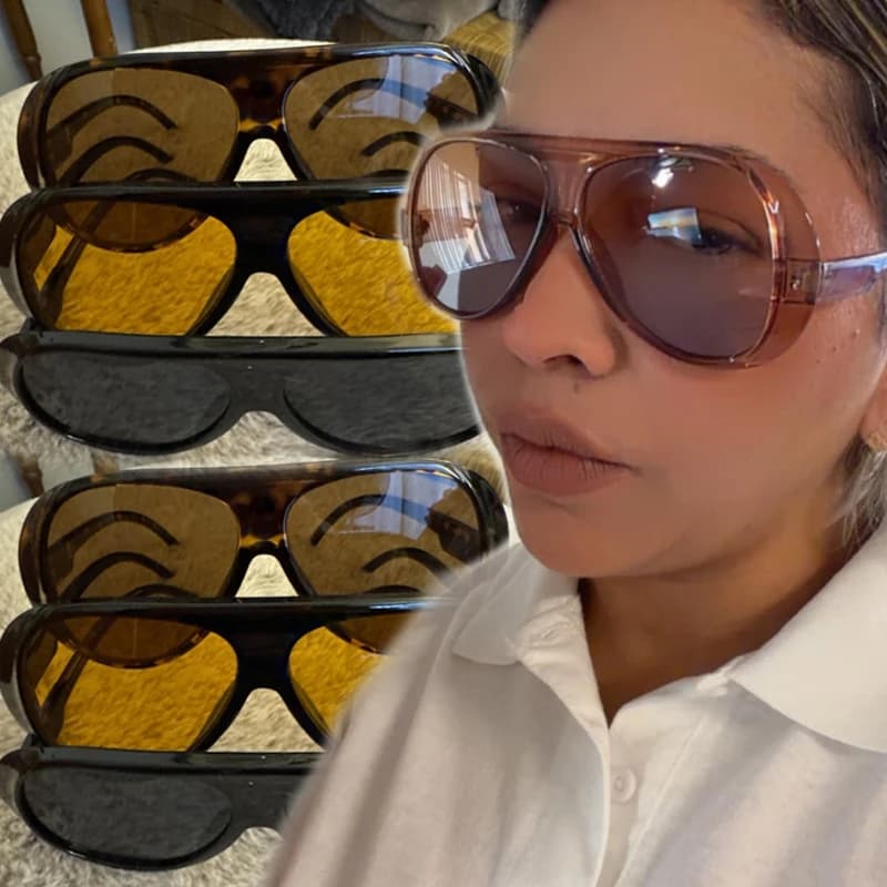 Retro Oversized Pilot Sunglasses for Women Men Fashion Luxury Big Frame One Piece Gradient Sand Sunglasses Classic Thick Shades