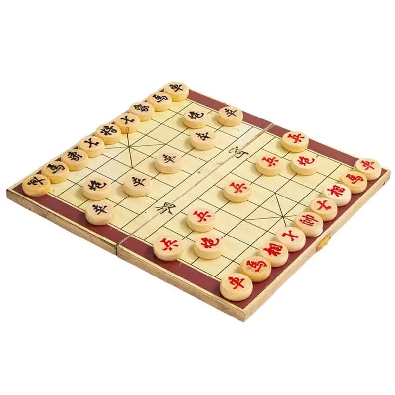 Gioco da tavolo per scacchi cinesi Giochi da tavolo pieghevoli in legno per 2 giocatori per adulti Set di giochi da viaggio Xiangqi per scacchi cinesi con scacchi in legno
