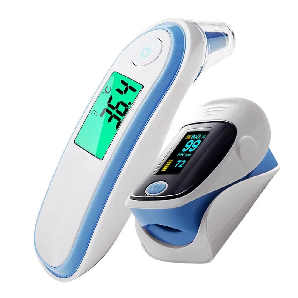 Medical IR Auricular Thermometer for Children 2 in 1 with finger pulse oximeter Portable Digital Medical Device Spo2 PR Oximeter De Pulso