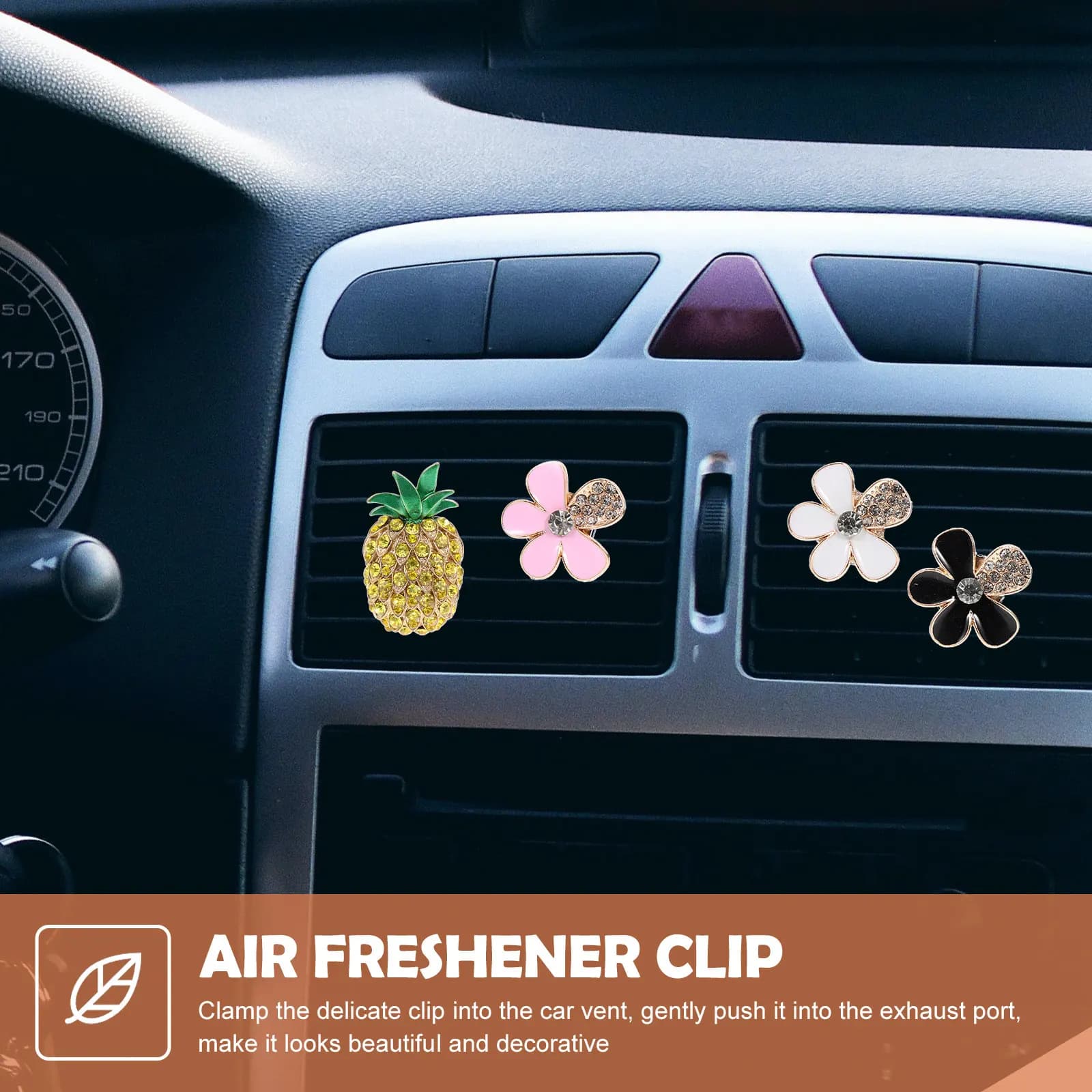Set di 4 Clip Premium in Lega per Diffusore di Aromi, Decorazione per Interni Auto, Casa e Ufficio, Clip per Bocchette dell'Aria Condizionata