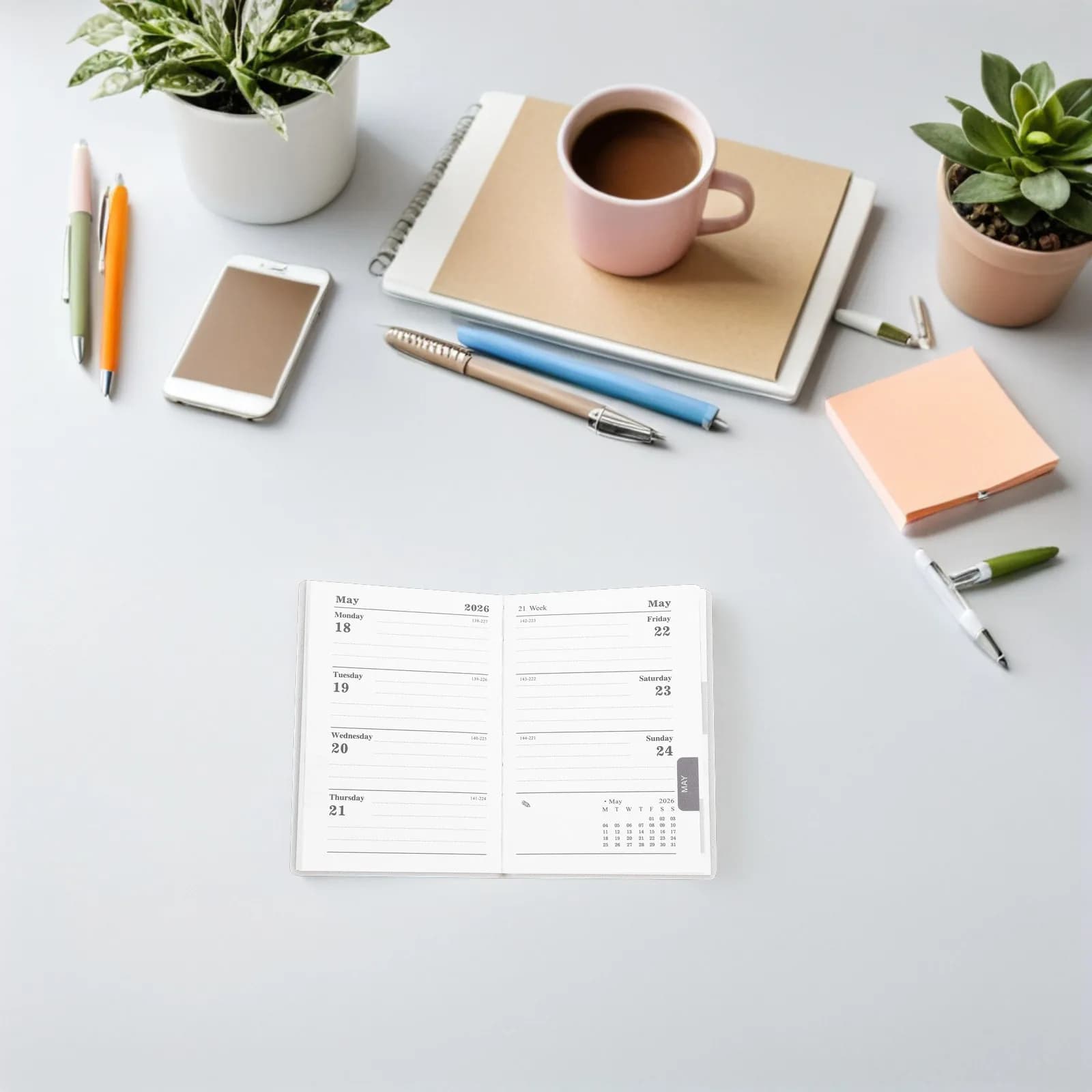 Agenda Mini A7 2026 con Copertina in PU, Calendario Compatto Giornaliero, Settimanale e Mensile, Taccuino Portatile per Appuntamenti e Pianificazione Aziendale