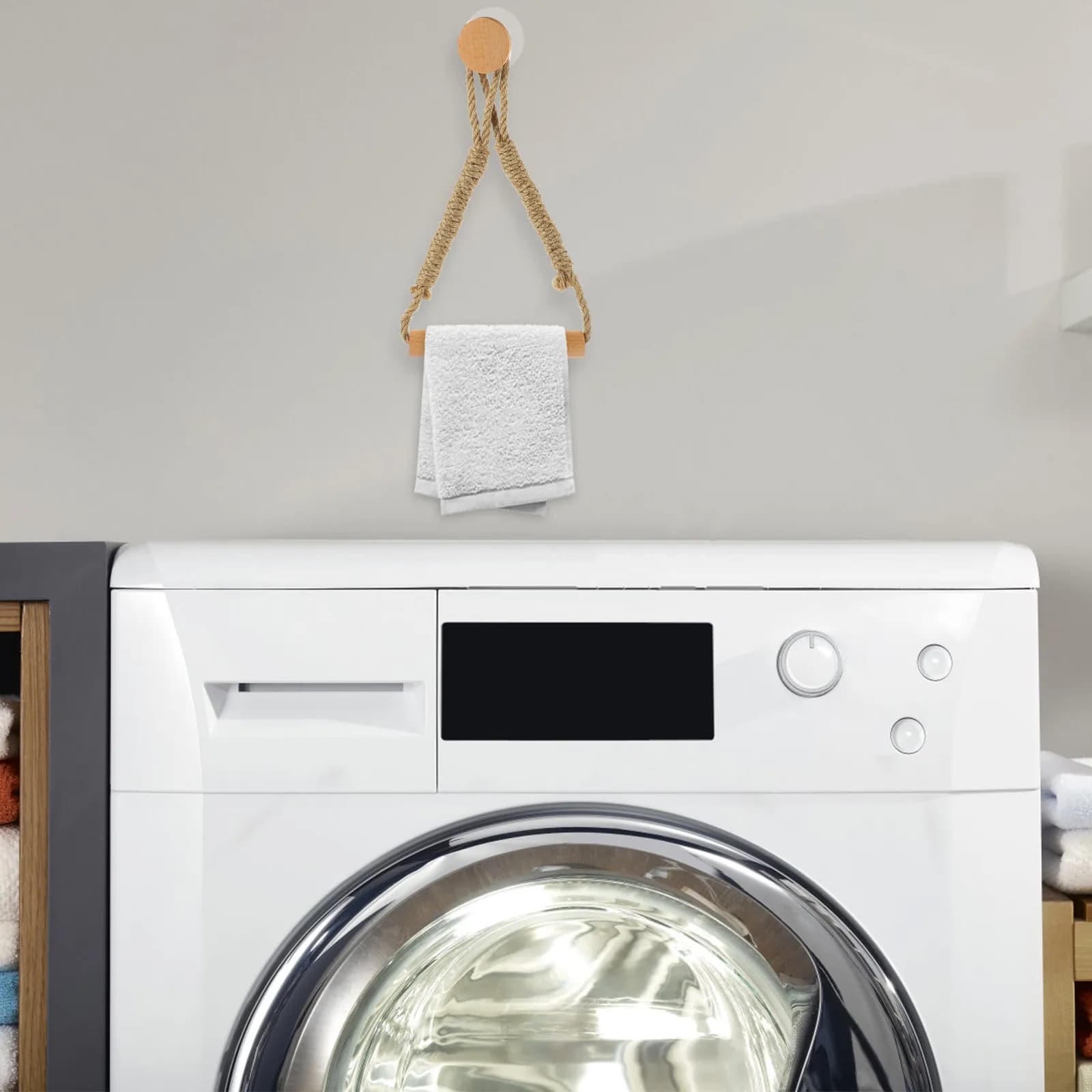 Wall Mounted Wood Rope Toilet Paper Holder Roll Paper Stand Elegant Rustic Design Sturdy Scratch Resistant for Bathroom Powder