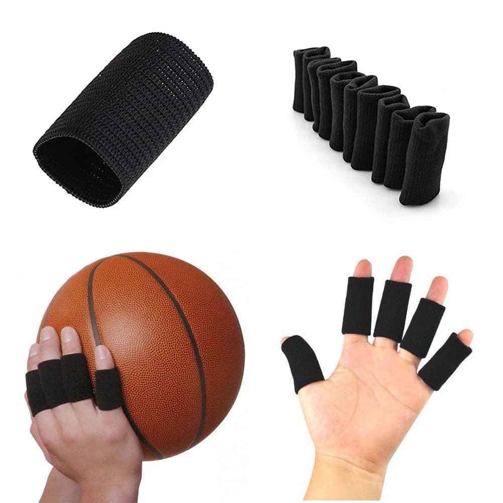 10Pcs Basketball Elastic Finger Protector Stretchy Finger Brace Surport Wrap Fitness Arthritis Band Guard Elastic Sports Aid