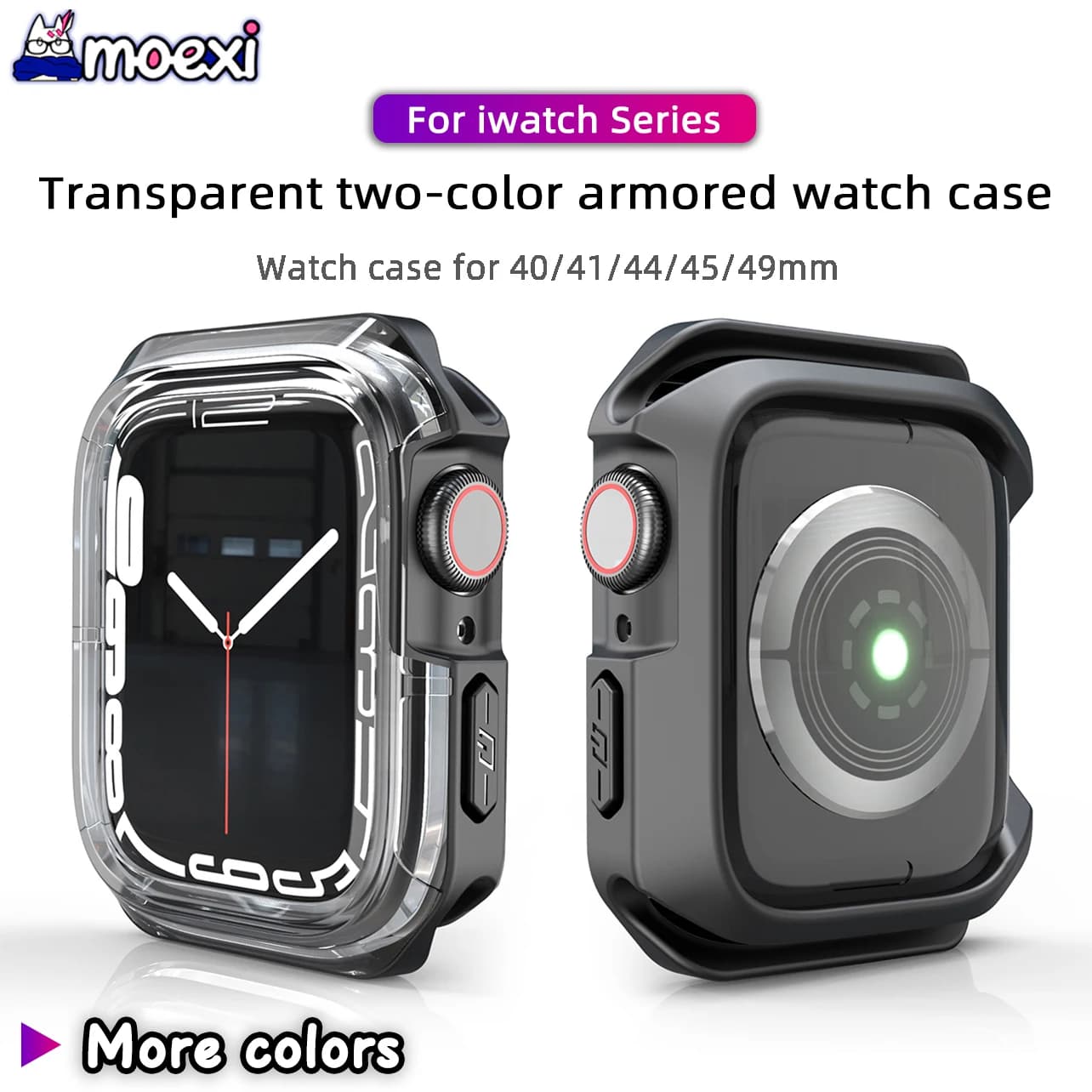 Per Hello Watch 3 Plus Custodia protettiva Cover PC + TPU Custodia per orologio blindata bicolore trasparente H12 DT8 Microwear Ultra3 Smartwatch