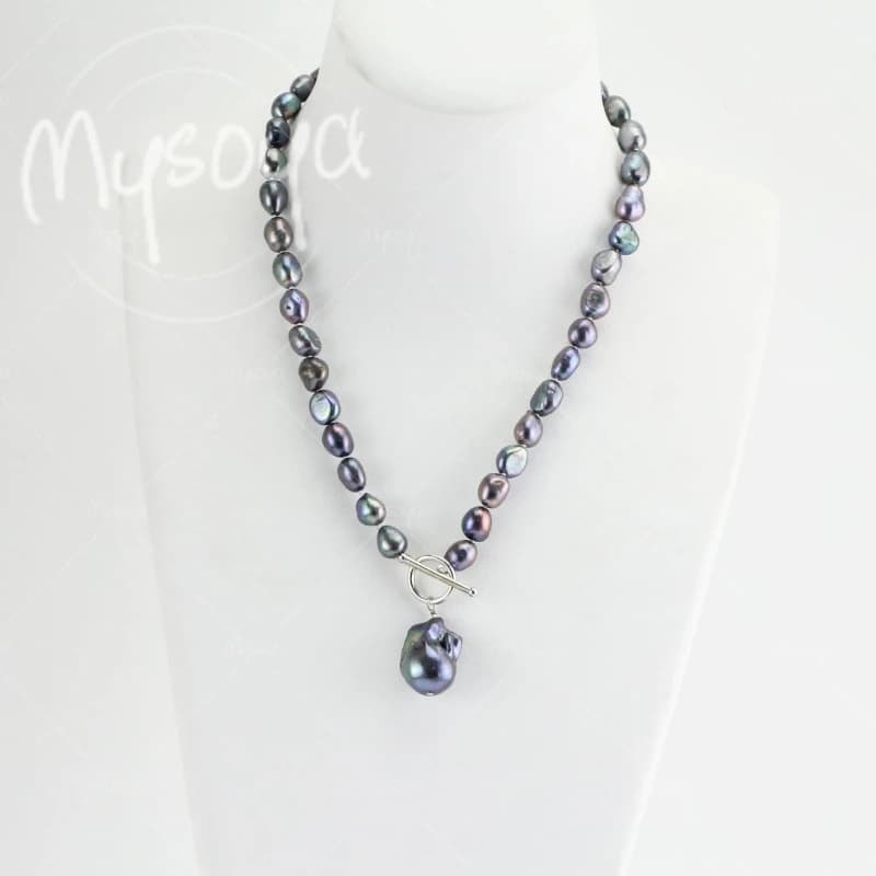 Collana di perle barocche nere MYSOYA 7-8mm e 12-14mm per Moglie/Mamma, ideale per Matrimoni/Cene/Regalo Festa della Mamma A0598