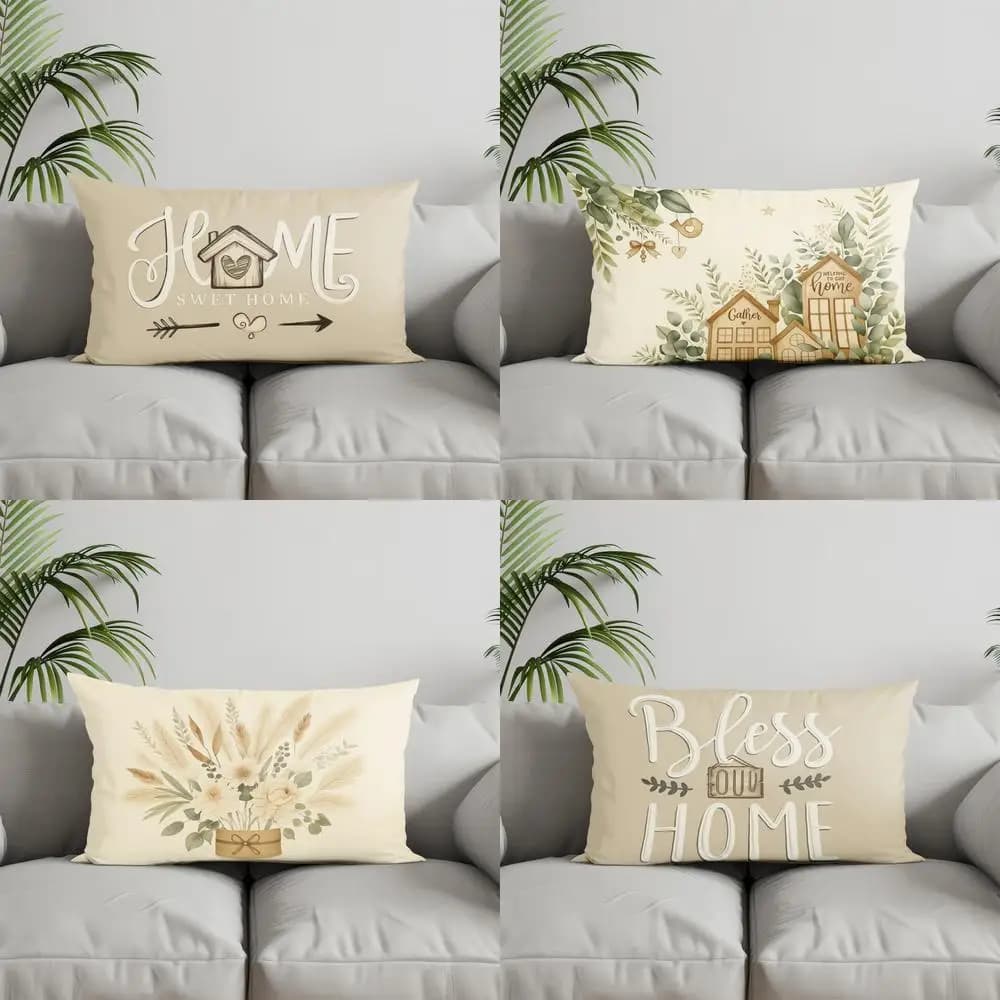Home Decor Home Sweet Home Throw Pillow Suitable for Sofa Bedroom Car Pillow Cover Cushion Rectangular Back Cushion
